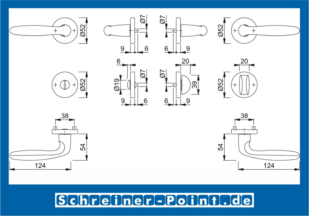 Hoppe Verona Aluminium Rosettengarnitur F1 Natur 1510/42KV/42KVS, 2963046, 6989297, 2902841, 2963062, 6989305, 2801848